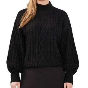 Vince Camuto Black Cable Knit Turtleneck Sweater